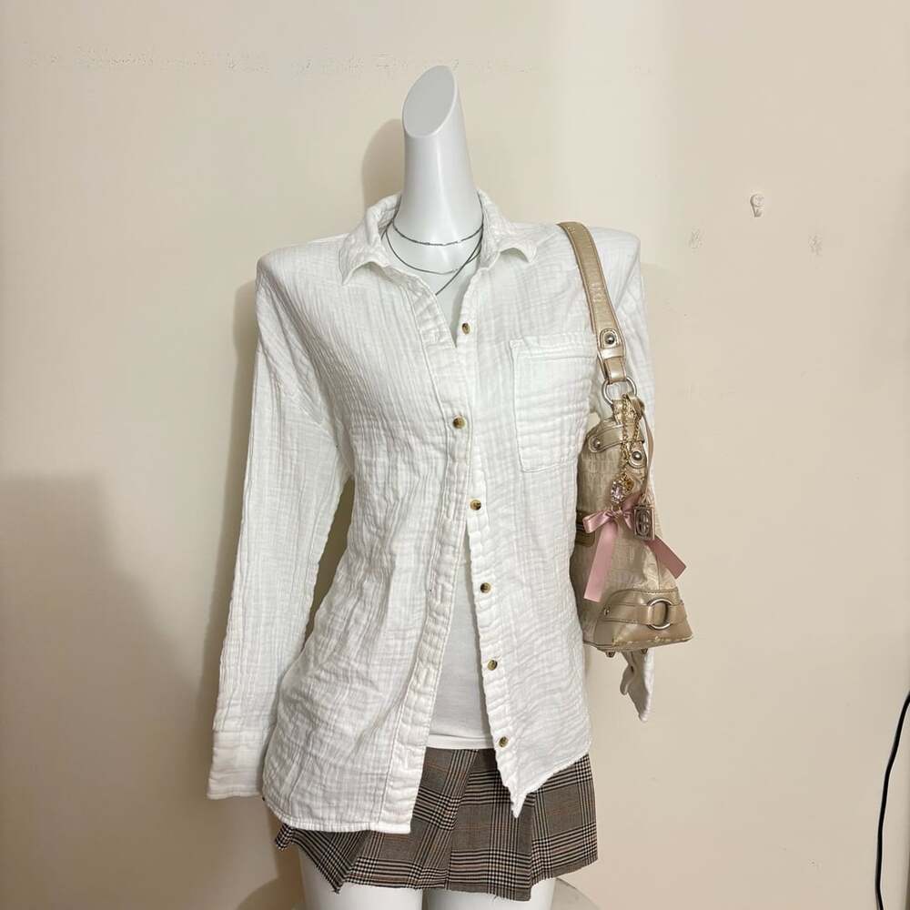 Old Navy Double Gauze Button Down Shirt Size M White Long Sleeve